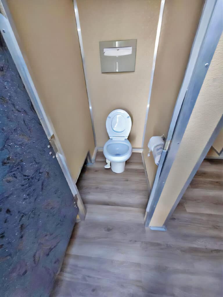 A Toilet Inside a Tucson VIP Restroom Trailer